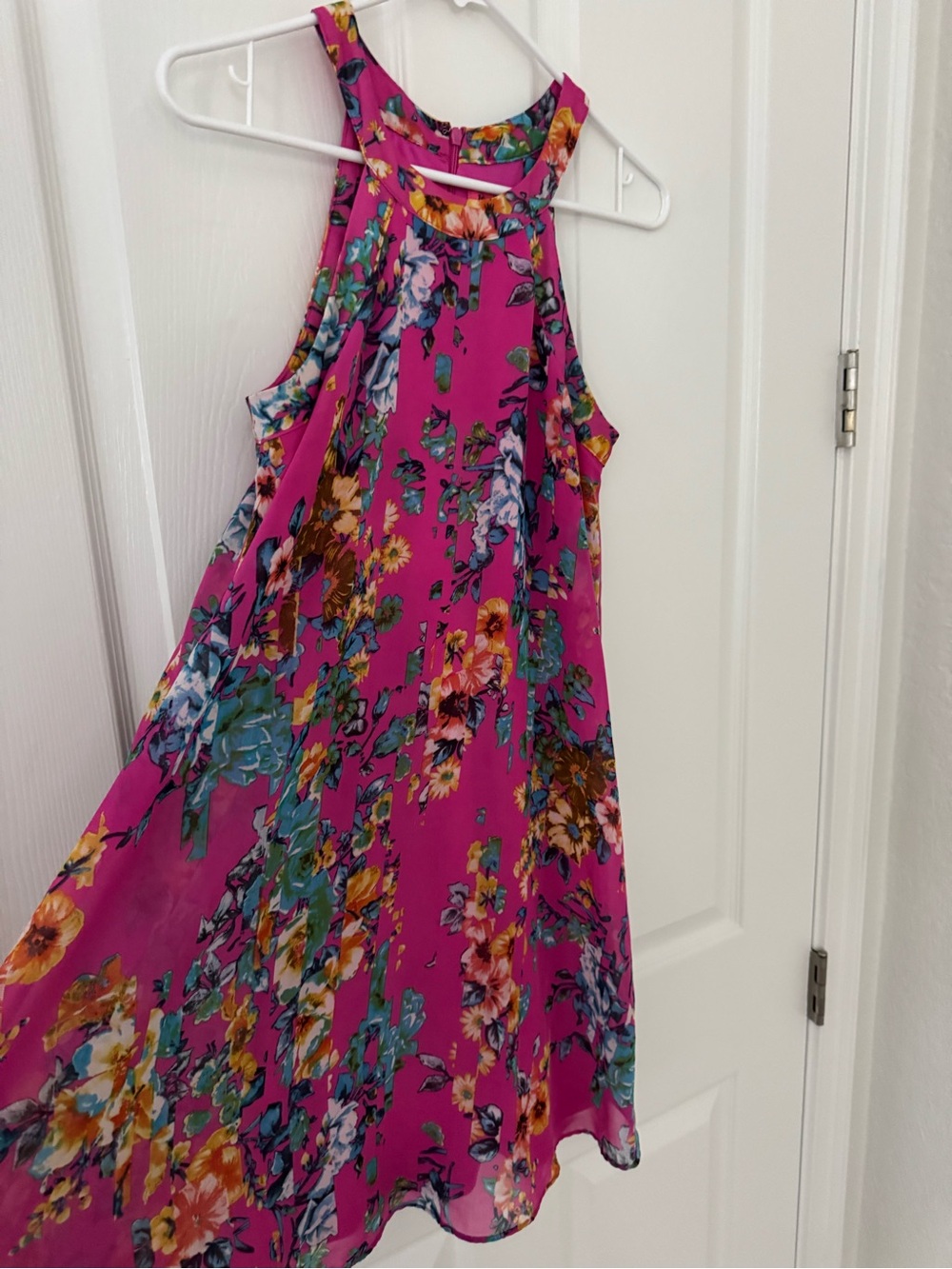 Betsey Johnson Pink Floral Chiffon Halter Dress Size 0 - Picture 3 of 12